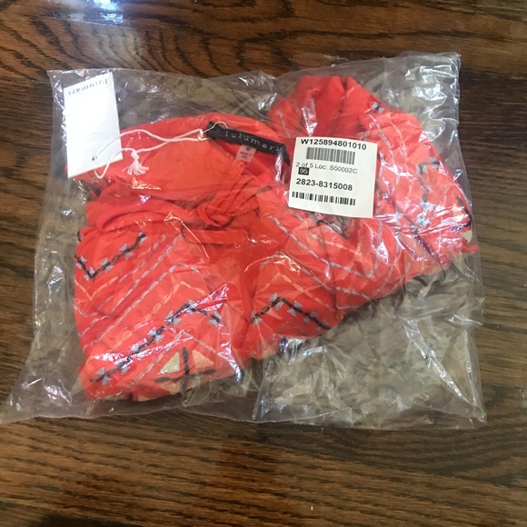 Embroidered Ruffle Keyhole Top - Picture 3 of 3